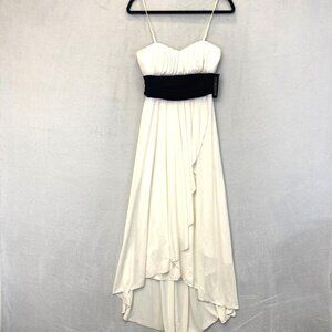 NWT Vintage Y2K Speechless Babydoll Long Dress Gown Medium Maxi White Black Sash